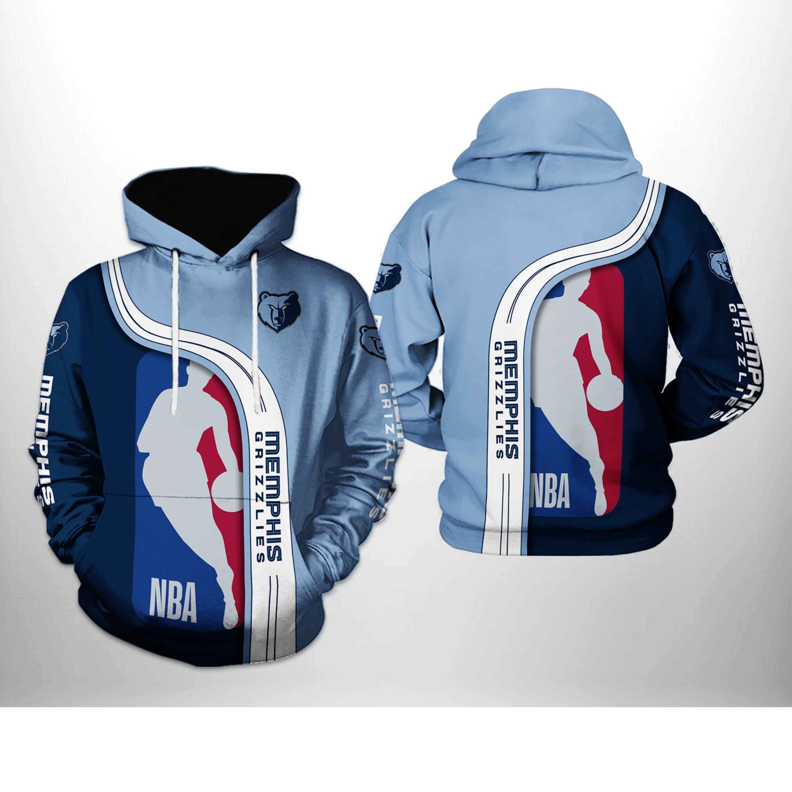 Men's Memphis Grizzlies Outline Colorblock Pullover Hoodie